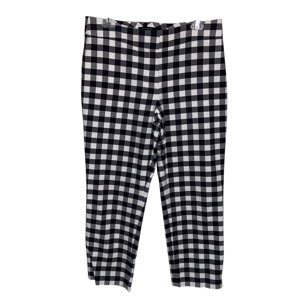Ann Taylor Pants Size 6 Gingham Check Kate Fit Ankle Crop Preppy Stretch Holiday